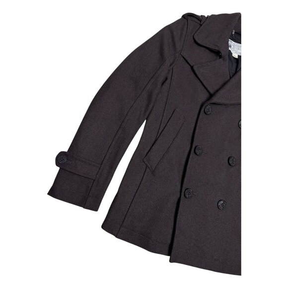 DIESEL Luxury Designer Wool Blend Leather Business Casual Winter Peacoat Large - Picture 6 of 8